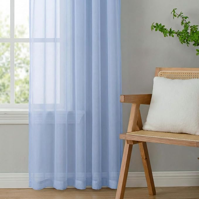 Sheer Curtains 90 inches Long 2 Panels Set - Image 6