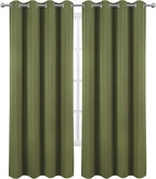 Olive Green Thermal Blackout Curtains/52 x 108 Inch/Set of 2 Panels Room - Image 2