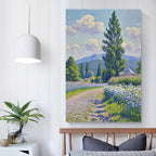 Countryside wildflowers landscape canvas poster natural plant flower artwork retro pastoral flower path suitable for farmhouse decoration