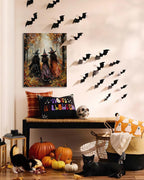 Halloween Canvas Wall Art, Vintage Three Witches Poster, Gothic Dark Academia Wall Decor, Spooky Halloween Decor for Living Room, Bedroom & Bathroom, Framed Fall Decorations Indoor