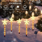 Christmas Solar Pathway Lights Outdoor Decorations, Modes Star Candy Lights Waterproof Led Garden Stake Light for Walkway Yard Lawn Porch Holiday Decor 5-Pack (Red Tube Star, 5 Pack)