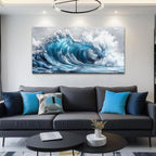 ZUITINGHUA Large Wall Decor For Living Room Canvas Wall Art For Office Modern Wall Decorations For Bedroom Ocean Waves Landscape Painting Black And White Pictures Artwork Room Home Decor 24x48 In