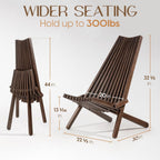 IDZO Elina FSC Eucalyptus Tamarack Chair, 300Lbs Capacity Modern Adirondack Style, Wooden Folding Seat, for Fire Pit Outdoor & Indoor - Cinnamon, Single