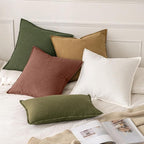 MIULEE Decorative Linen Euro Sham Pillow Covers 24x24 Autumn Glaze | Boho - Image 5