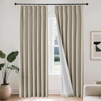 Joydeco Pleated Curtains for Living Room Bedroom, Linen Drapes 90 inch Length 2 by JOYDECO