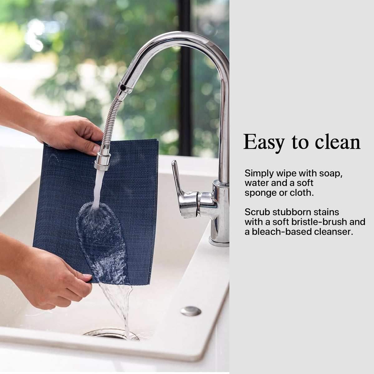 Placemats Set of 12 - Easy Clean Woven Vinyl Placemats for Dining Table, Indoor/Outdoor Place Mats, Washable PVC Table Mats（Navy Blue）