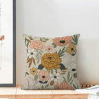 CXMEIFLY Spring Floral Pillow Covers 18 x 18 Inch Set of 2 for Vintage Mustard Yellow Pink Flowers Decor Throw Pillows Plant Cream Outdoor Decorative Cushion Cases for Couch Bed Decorations