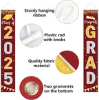 Graduation Decorations 2025 GRAD Banner Maroon Porch Door Sign Welcome Banner For Indoor Outdoor Wall Graduation Decorations Class of 2025