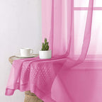 Hot Pink Sheer Curtains 54 Inch Length 2 Pcs, Solid Color Voile Modern - Image 6