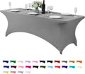 Spandex Table Cover for 8FT or 4ft or 6ft Table Universal Fitted Stretch Tablecloth for Party, Banquet, Wedding and Events-Gray