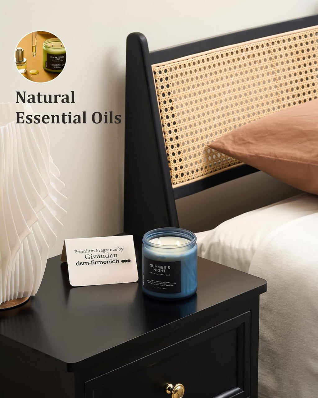 M&SENSE Summer's Night Scented Candle, 11.6oz Natural Soy Wax Clean Non Toxic for Home, Medium 2 Wick Gifts for Men, Up to 70 Hours Burn Time, Manly Candles for Bedroom