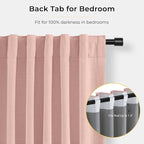 INOVADAY Linen Textured 100% Blackout Sliding Door Curtains 102x84 | Blush Pink - Image 4