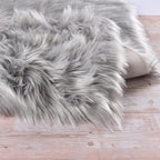 ORINOVA Light Grey Furry Washable Sheepskin Fur Area Rugs - Image 6