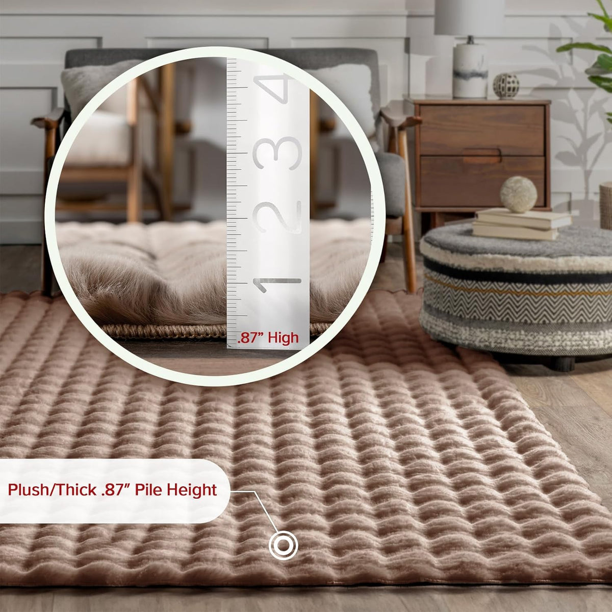nuLOOM 3'9" x 6' Cozy Plush SuperiorWash Area Rug, Machine Washable, Non-Slip, Soft Fluffy Shag Carpet for Living Room Bedroom Kids Room Nursery Home Decor, Jeni Taupe