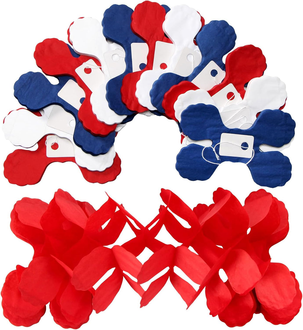 Fourth-4th of July Memorial-Day Party-Decorations - 157FT Red White Blue Patriotic Streamers Garland,Graduation Four-Leaf Clover Hanging Banner,Independence American Birthday Decor Hugtmr