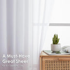 2 Panels Sheer White Curtains 72 Inches Length Window Treatment - Image 2