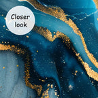 AFZEVEB-Blue and Gold Marble Wallpaper Abstract Art Wall murals for Bedroom 159"x107" (Not Peel and Stick)
