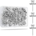 KURUI 60Pcs Double Headed Nails for Hanging Pictures, Wall Hangers Without Nails, Thumb Tacks for Wall, Renter Friendly Decor Push Pins for Tapestry Frame Art, Picture Hangers-Silver