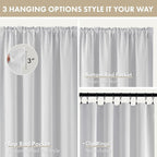 MIULEE 4 Panels Set Greyish White Blackout Curtains 63 Inch Length Bedroom | - Image 8