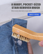VASSON Natural Soft Boar Bristle Laundry Stain Brush, Laundry Scrub Brush,Laundry Brush for Stains on Clothes, Gentle Stain Remover for Knits, Cotton, and Linens