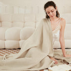 EMME Cotton Blanket King Size for Bed Soft Muslin Blankets 108"x90" Lightweight Breathable Layering Bedspread Coverlet All Season Gauze Blanket, Light Tan
