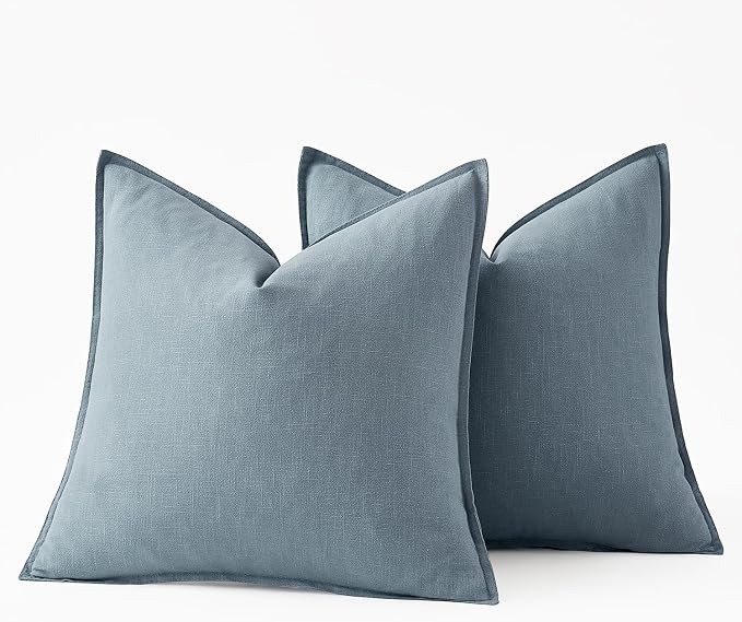 MIULEE Decorative Linen Euro Sham Pillow Covers 28x28 Inch Blue Grey | Boho - Image 6
