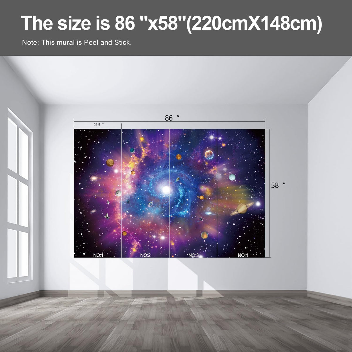 Planet Wall murals Peel and Stick Galaxy Wallpaper for Bedroom Nursery Room - 58"x86"