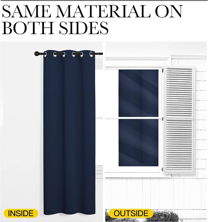 NICETOWN Navy Blackout Curtains 102" Long - Image 6