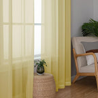 Simplebrand Yellow Sheer Curtains 63 Inch Length 2 Panels, Rod Pocket Solid - Image 4