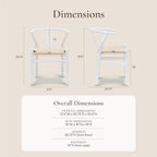 POLY & BARK Weave Dining Chairs – Mid-Century Modern Wishbone Dining Chairs with Arms, Solid Wood Frame, Indoor Use – White – Set of 2 - Ideal for Dining Room, Kitchen or Stylish Accent Setting