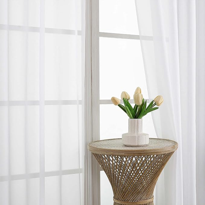 White Bedroom Curtains 2 Panel Sets 90 Inch Length, 59 Inch Extra Wide Light - Image 3