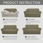 Easy-Going Stretch Loveseat Couch Covers Washable Khaki | 1-Piece Loveseat - Image 5