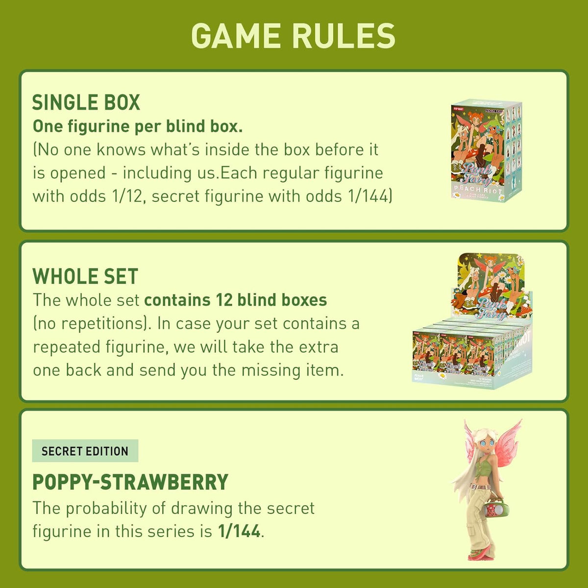 POP MART Peach Riot Punk Fairy Series Figures, 12PCs Peach Riot Blind Box Figures, Random Design Action Figures Collectible Toys Home Decorations, Holiday Birthday Gifts for Girls and Boys, Whole Set