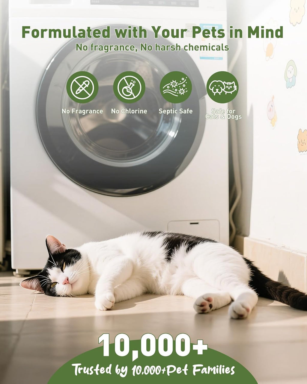 Washing Machine Cleaner Tablets – 36 Count, 18-Month Supply – Pet Hair & Odor Remover – Safe for Septic, Works with All Washers – Unscented – Washer Cleaner for Pet Owners