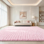 Pink Rabbit Plush Rug 8'x10', Fluffy Shaggy Area Rug - Image 2