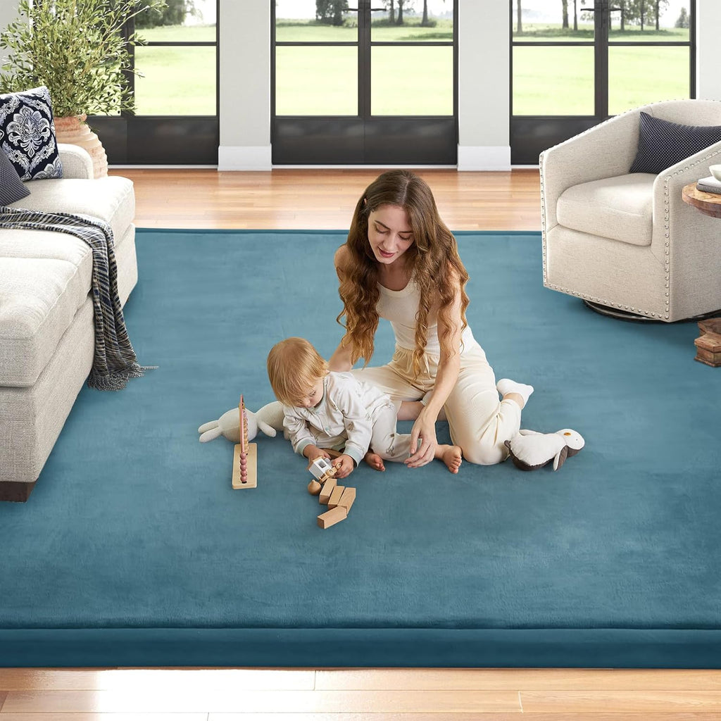 Baby Play Mat 1.2" Thick Memory Foam Nursery Rug Area Rug, 13’1” X 6’7” Yoga Mat Playmat Crawling Mat for Baby,Toddlers, Infants, Kids,Floor Mat Tatami Mat for Living Room with Non-Slip(Green)