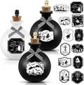 Tessco for you 3 Set Halloween Potion Bottles with Cork - Spherical Apothecary Glass Jars, 20 Gothic Labels(Ghost/Bat/Witch), Tiered Tray Decoration for Farmhouse Table, Home Indoor Halloween