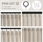 Topfinel Oatmeal Pinch Pleated Linen Curtains 105 Inch Length 2 Panels - Image 2