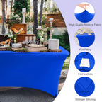 ABCCANOPY 6 FT Royal Blue Spandex Table Cover Stretch Fitted Wrinkle Resistant Tablecloth Reuse for Rectangular Folding Table Patry Event Wedding Banquet Protector