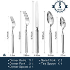 KINGSTONE Retro Rope-Pattern Silverware Set, 5-Piece Flatware Set Cutlery Set Forged with Handcrafted Texture Handles 18/10 Stainless Steel, Dishwasher Safe