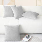CaliTime Throw Pillow Covers Decorative 18 X 18 Inches Pack of 4 Cozy Chenille Cushion Cases for Couch Sofa Bed Living Room Home Moonbeam Gray