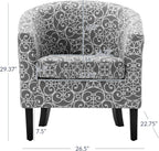 BELLEZE Accent Barrel Chair Set of 2, Linen Round Chair Club Tub Sofa Corner Chair with Flared Legs and Cozy Soft Padding for Living Room Bedroom Waiting Room - White & Gray