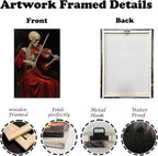 OAAPITI Gothic Skull Violinist Wall Art Macabre Musician Canvas Print Edgy Dark Art Vintage Halloween Decoration for Living Room Bedroom Home Wall Decor(Artwork-9,12"x18")