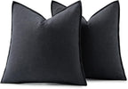 MIULEE Decorative Linen Pillow Covers 18x18 Inch Dark Gray | Boho Farmhouse​ - Image 6