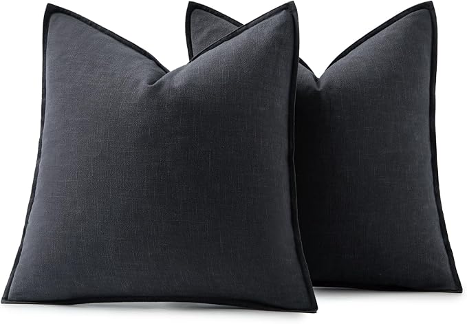 MIULEE Decorative Linen Pillow Covers 18x18 Inch Dark Gray | Boho Farmhouse​ - Image 6