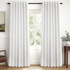 White Linen Blackout 92 Inch Curtains 2 Panels - Image 3