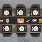 Myir JUN Placemats Set of 8, Vinyl Woven Placemats Place Mats Indoor Set of 8 Washable Table Mats Non-Slip Place mats for Dining Table (Black, Set of 8)