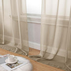 Taupe Sheer Curtains 84 Inches Long 2 Panels, Soft Airy Light Filtering Curtains - Image 8