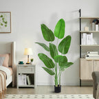 Lifelike Bird of Paradise Silk Artificial Plant Faux Banana Leaf Tree for Home Decor - Perfect Indoor Floor Plant with 9 Trunks (1, Black Planter, 5 FT)