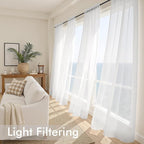 MIULEE White Sheer Curtains 90 Inches Long 4 Panels 54 x 90 Inches | Light - Image 4
